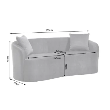 Invicta Sofa ELEMENTAL 2 osobowa grafitowy aksamit 178 x 67 x 70cm / 48881