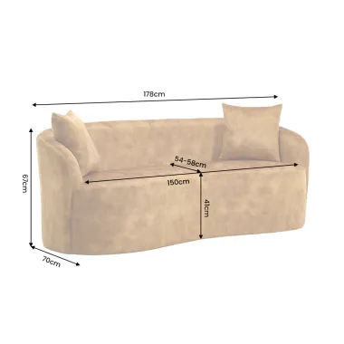 Invicta Sofa ELEMENTAL 2 osobowa musztardowo żółty aksamit 178 x 67 x 70cm / 48689