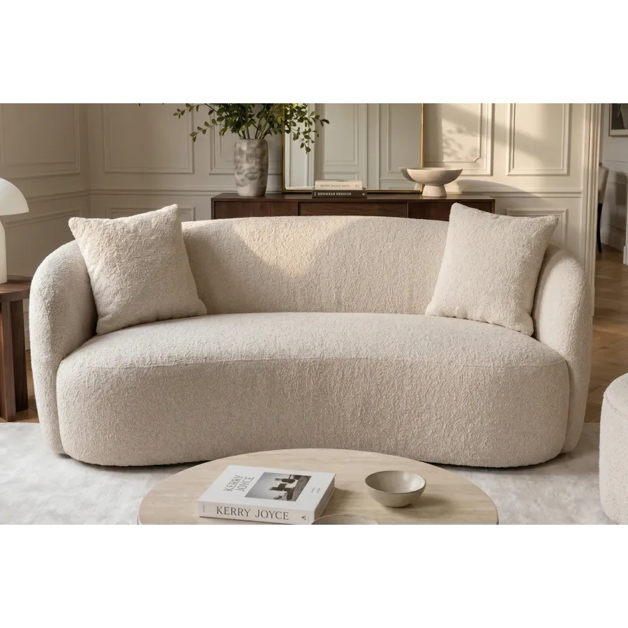 Invicta Sofa ELEMENTAL 2 osobowa beżowe bouclé 178 x 67 x 70cm / 48106