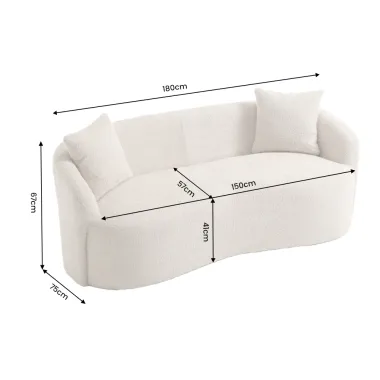 Invicta Sofa ELEMENTAL 2 osobowa beżowe bouclé 178 x 67 x 70cm / 48106