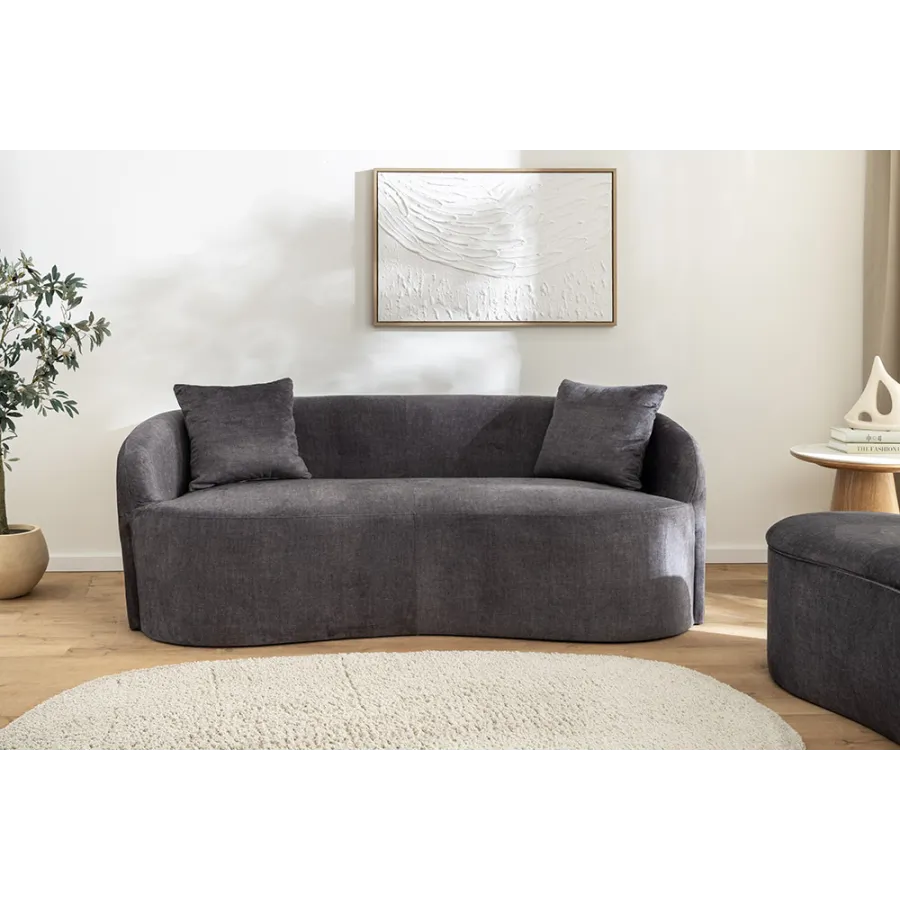 Invicta Sofa ELEMENTAL 2 osobowa grafitowy aksamit 178 x 67 x 70cm / 48881