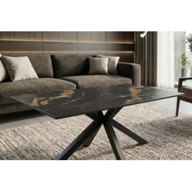 Invicta Stolik ceramiczny GALAXIE optyka czarny marmuru 100 x 45 x 60cm / 46902