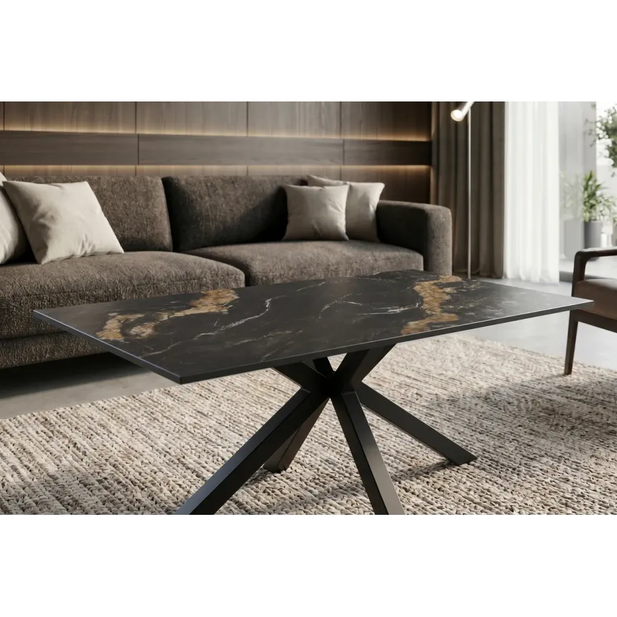 Invicta Stolik ceramiczny GALAXIE optyka czarny marmuru 100 x 45 x 60cm / 46902