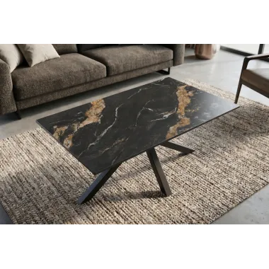 Invicta Stolik ceramiczny GALAXIE optyka czarny marmuru 100 x 45 x 60cm / 46902