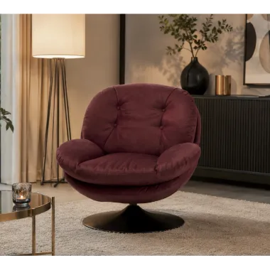 Kare Fotel COSY obrotowy 360° czerwone wino 82 x 86 x 85cm / 71886