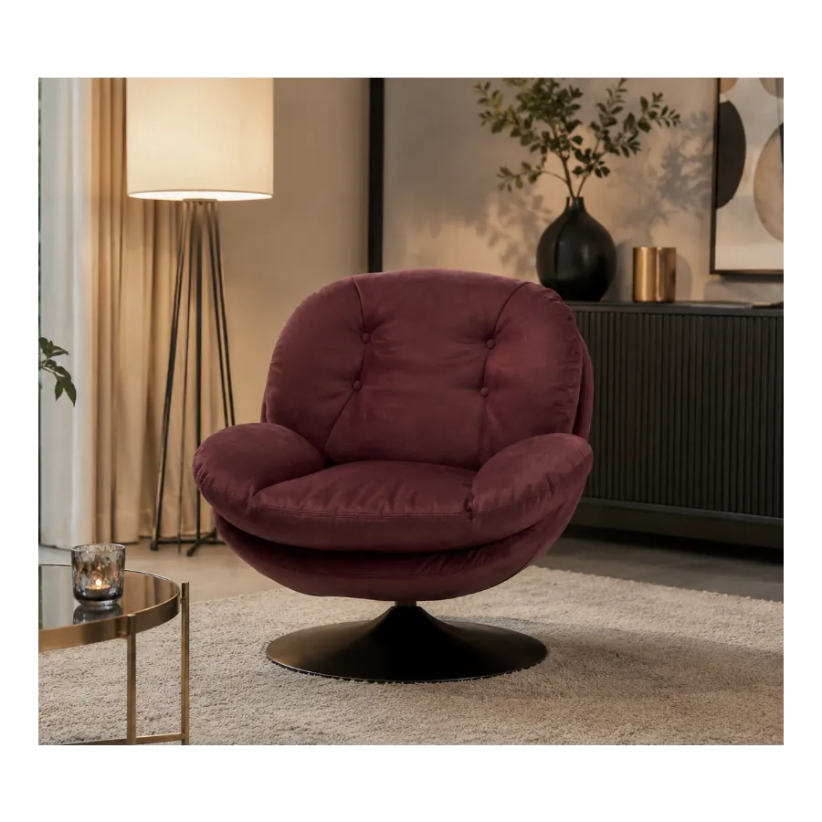 Kare Fotel COSY obrotowy 360° czerwone wino 82 x 86 x 85cm / 71886