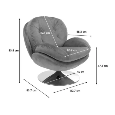 Kare Fotel COSY obrotowy 360° musztardowo żółty 80,7 x 83,8 x 83,7cm / 85528