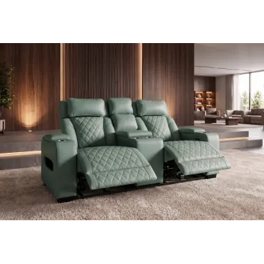 Invicta Fotel kinowy HOLLYWOOD 2 osobowy imitacja skóry szałwiowa zieleń 190 x 101 x 103cm / 48679