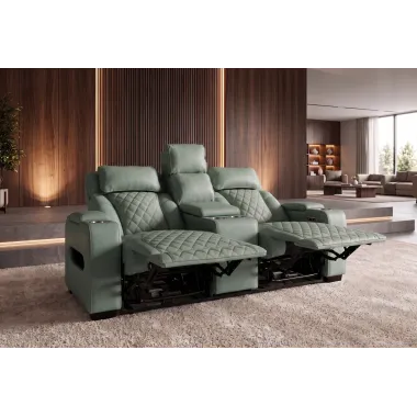 Invicta Fotel kinowy HOLLYWOOD 2 osobowy imitacja skóry szałwiowa zieleń 190 x 101 x 103cm / 48679