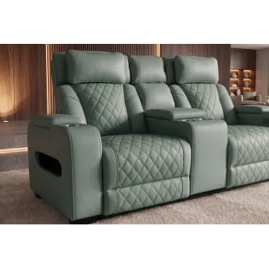 Invicta Fotel kinowy HOLLYWOOD 2 osobowy imitacja skóry szałwiowa zieleń 190 x 101 x 103cm / 48679