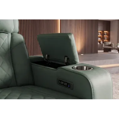 Invicta Fotel kinowy HOLLYWOOD 2 osobowy imitacja skóry szałwiowa zieleń 190 x 101 x 103cm / 48679