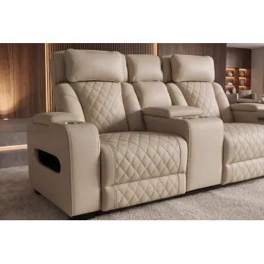 Invicta Fotel kinowy HOLLYWOOD 2 osobowy imitacja skóry beżowa 190 x 101 x 103cm / 48678