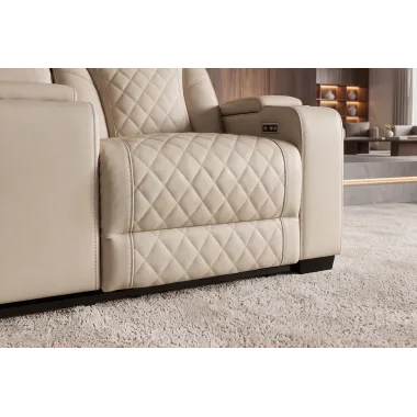 Invicta Fotel kinowy HOLLYWOOD 2 osobowy imitacja skóry beżowa 190 x 101 x 103cm / 48678