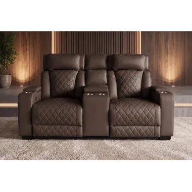 Invicta Fotel kinowy HOLLYWOOD 2 osobowy imitacja skóry brązowy 190 x 101 x 103cm / 48680