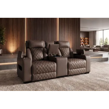 Invicta Fotel kinowy HOLLYWOOD 2 osobowy imitacja skóry brązowy 190 x 101 x 103cm / 48680
