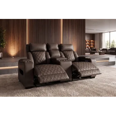 Invicta Fotel kinowy HOLLYWOOD 2 osobowy imitacja skóry brązowy 190 x 101 x 103cm / 48680