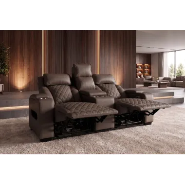 Invicta Fotel kinowy HOLLYWOOD 2 osobowy imitacja skóry brązowy 190 x 101 x 103cm / 48680