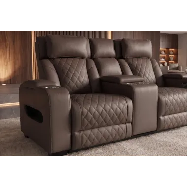 Invicta Fotel kinowy HOLLYWOOD 2 osobowy imitacja skóry brązowy 190 x 101 x 103cm / 48680