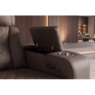 Invicta Fotel kinowy HOLLYWOOD 2 osobowy imitacja skóry brązowy 190 x 101 x 103cm / 48680