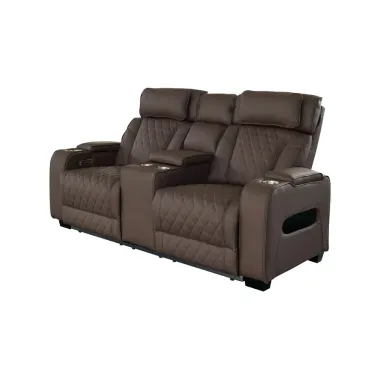 Invicta Fotel kinowy HOLLYWOOD 2 osobowy imitacja skóry brązowy 190 x 101 x 103cm / 48680