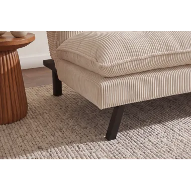 Invicta Sofa rozkładana COCOONING 3 osobowa sztruksowa beżowa 190 x 80 x 90cm / 48472