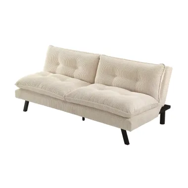 Invicta Sofa rozkładana COCOONING 3 osobowa sztruksowa beżowa 190 x 80 x 90cm / 48472
