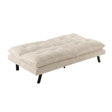 Invicta Sofa rozkładana COCOONING 3 osobowa sztruksowa beżowa 190 x 80 x 90cm / 48472