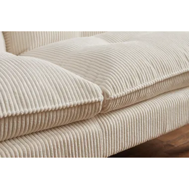 Invicta Sofa rozkładana COCOONING 3 osobowa sztruksowa beżowa 190 x 80 x 90cm / 48472
