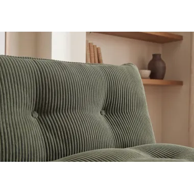 Invicta Sofa rozkładana COCOONING 3 osobowa sztruksowa zielona 190 x 80 x 90cm / 48470