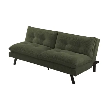Invicta Sofa rozkładana COCOONING 3 osobowa sztruksowa zielona 190 x 80 x 90cm / 48470