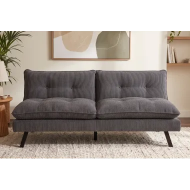 Invicta Sofa rozkładana COCOONING 3 osobowa sztruksowa szara 190 x 80 x 90cm / 48471