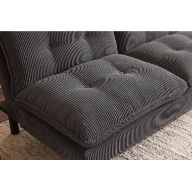 Invicta Sofa rozkładana COCOONING 3 osobowa sztruksowa szara 190 x 80 x 90cm / 48471