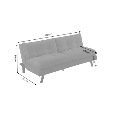 Invicta Sofa rozkładana COCOONING 3 osobowa sztruksowa szara 190 x 80 x 90cm / 48471