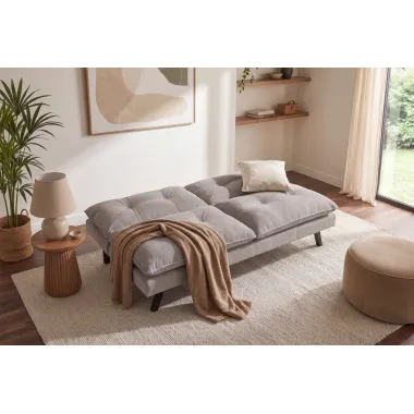 Invicta Sofa rozkładana COCOONING 3 osobowa szenilowa beżowa 190 x 80 x 90cm / 48474