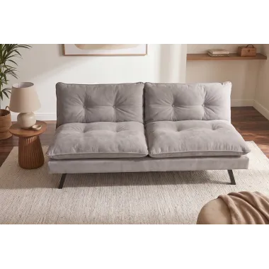 Invicta Sofa rozkładana COCOONING 3 osobowa szenilowa beżowa 190 x 80 x 90cm / 48474