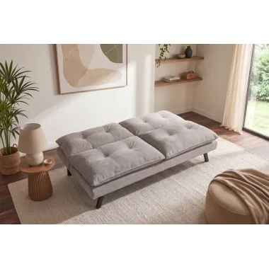 Invicta Sofa rozkładana COCOONING 3 osobowa szenilowa beżowa 190 x 80 x 90cm / 48474