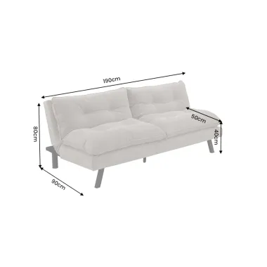Invicta Sofa rozkładana COCOONING 3 osobowa szenilowa beżowa 190 x 80 x 90cm / 48474