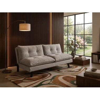 Invicta Sofa rozkładana COCOONING 3 osobowa szenilowa beżowa 190 x 80 x 90cm / 48474