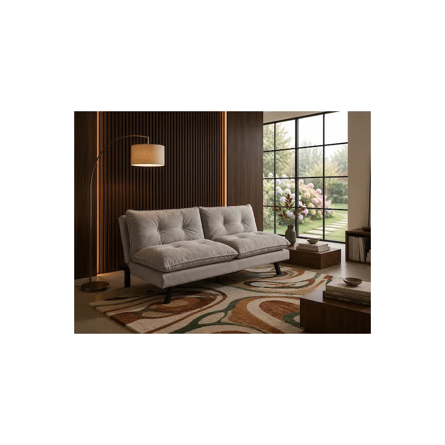 Invicta Sofa rozkładana COCOONING 3 osobowa szenilowa beżowa 190 x 80 x 90cm / 48474