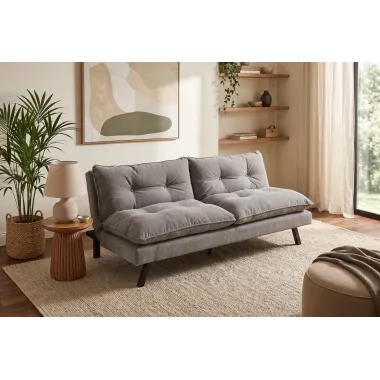 Invicta Sofa rozkładana COCOONING 3 osobowa szenilowa szara 190 x 80 x 90cm / 48473