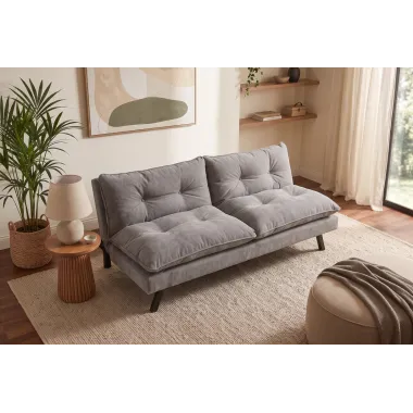 Invicta Sofa rozkładana COCOONING 3 osobowa szenilowa szara 190 x 80 x 90cm / 48473