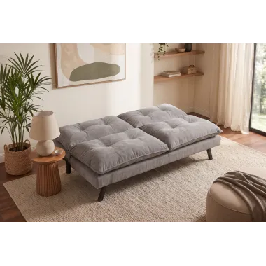 Invicta Sofa rozkładana COCOONING 3 osobowa szenilowa szara 190 x 80 x 90cm / 48473