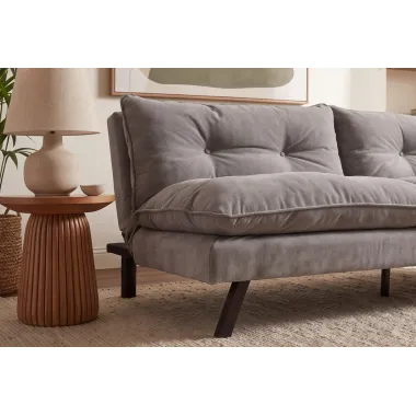 Invicta Sofa rozkładana COCOONING 3 osobowa szenilowa szara 190 x 80 x 90cm / 48473