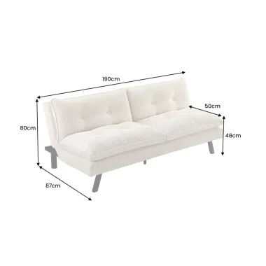 Invicta Sofa rozkładana COCOONING 3 osobowa szenilowa szara 190 x 80 x 90cm / 48473