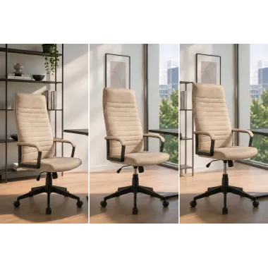 Invicta Krzesło biurowe LAZIO beżowy aksamit 60 x 117-127 x 70cm / 48700