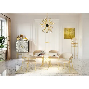 Kare Stół do jadalni MOLEKULAR gold Ø 120 x 76cm / 79621