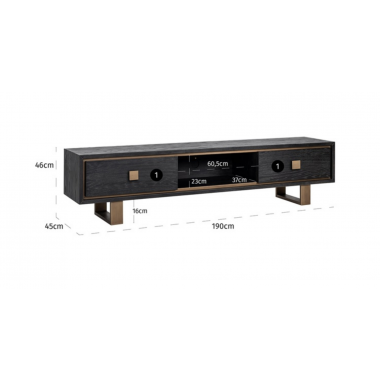 Szafka TV HUNTER 2 drzwiowa czarna 190 x 46 x 45cm / 7483