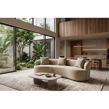 Invicta Sofa ATELIER L 3 osobowa beżowy aksamit 230cm / 48358