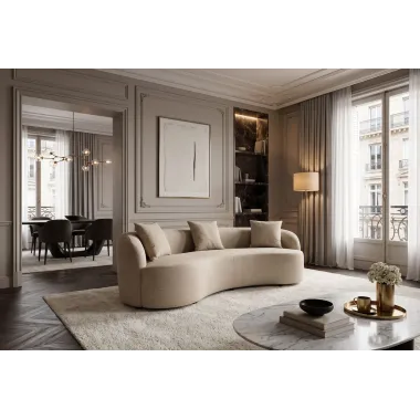 Invicta Sofa ATELIER L 3 osobowa beżowy aksamit 230cm / 48358