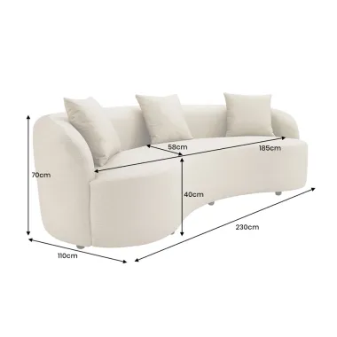 Invicta Sofa ATELIER L 3 osobowa beżowy aksamit 230cm / 48358